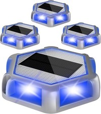 4Pack BLUE Solar Dock Lights Driveway Deck Lights LED Driveway Dock Light Way