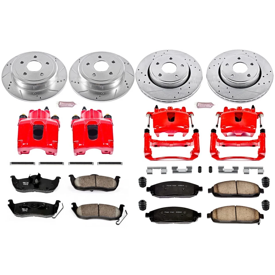 KC2220 Powerstop 4-Wheel Set Brake Kit With Calipers Front & Rear for Commander Foto 4 de 4