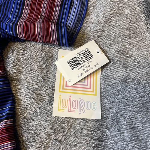 LuLaRoe Shirt Mens 2XL Blue & Red Striped Button Down Short Sleeve Size NWT - Picture 3 of 10