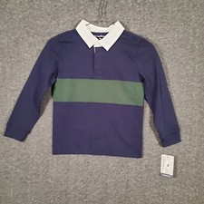 Tommy Bahama Polo Boys Small 5/6 Blue Green White Long Sleeve