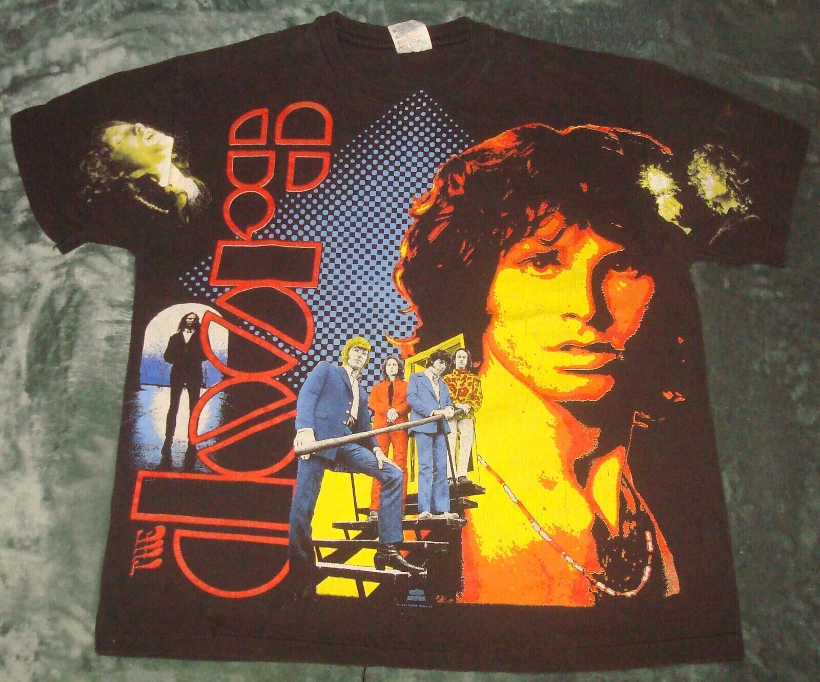 VTG 1992 THE DOORS OVER PRINT T SHIRT BLACK JIM MORRISON WINTERLAND 90s XL  BAND