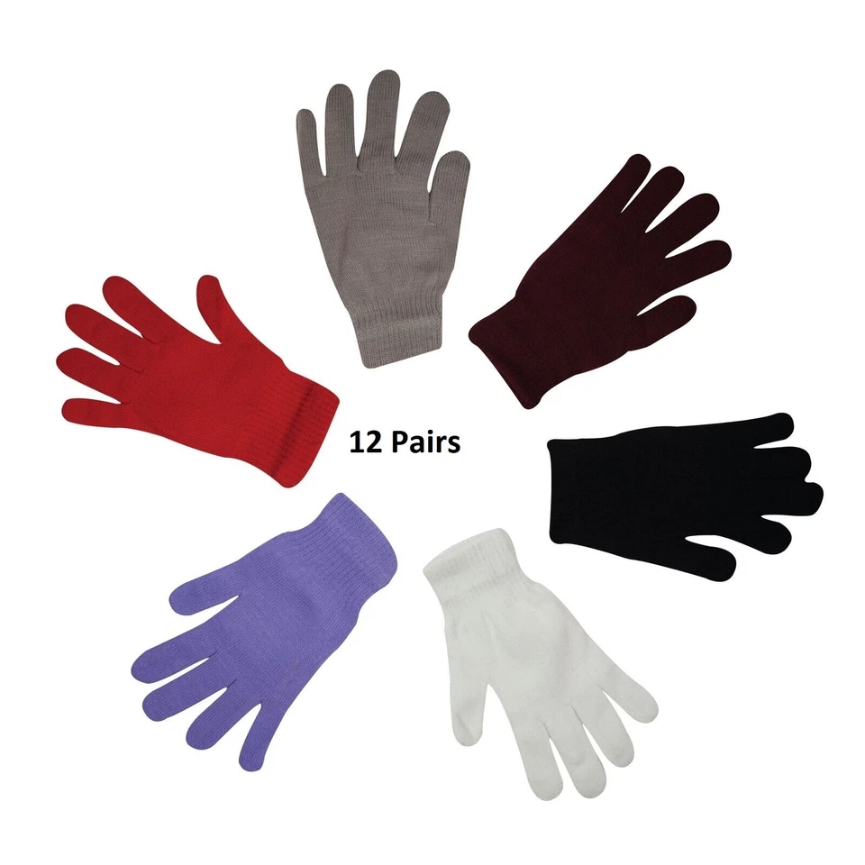 12 Pairs Ladies Magic Gloves Mixed Colours Winter Warm Thermal Thick Fashion Hot