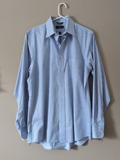 CHAPS Men's Classic No-Iron Button-Up Long Sleeve Stripe Shirt Size 15.5-34/35