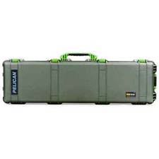 OD Green Pelican 1750 case with foam. Comes with lime green handles  latches.