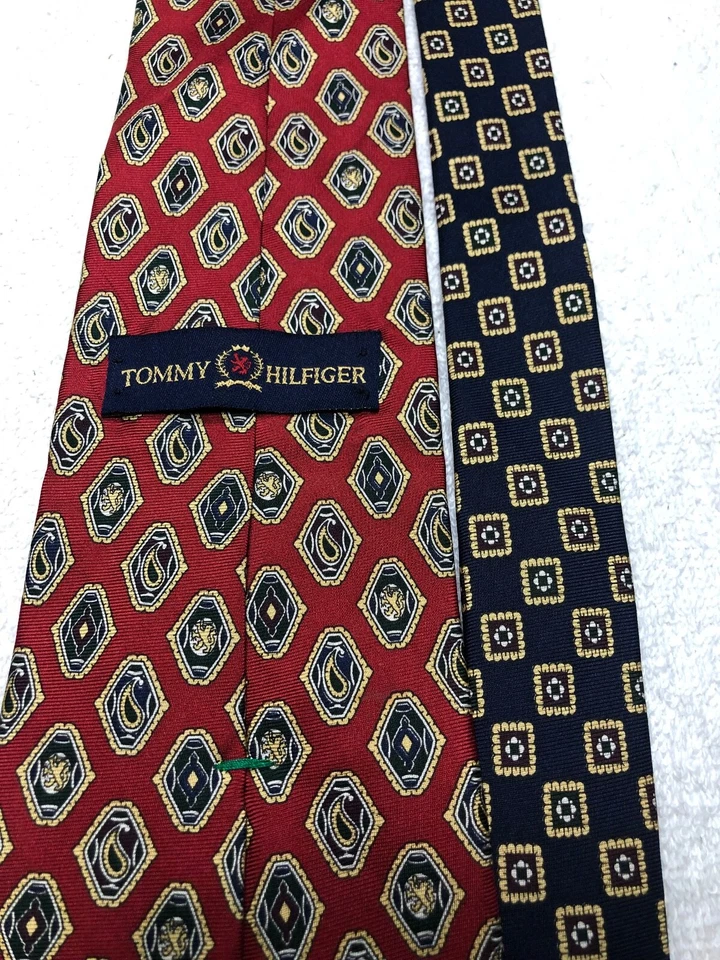 CORBATA HOMBRE TOMMY HILFIGER ROJA CON ORO VERDE BORGOÑA 4 X 61 Foto 4 de 4