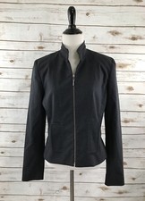 NEW Cache Gray Zip Front Blazer Jacket Collar Career Size 10 198