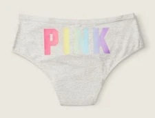 VS Pink cotton Period PANTY Hipster Large New stone grey rainbow logo