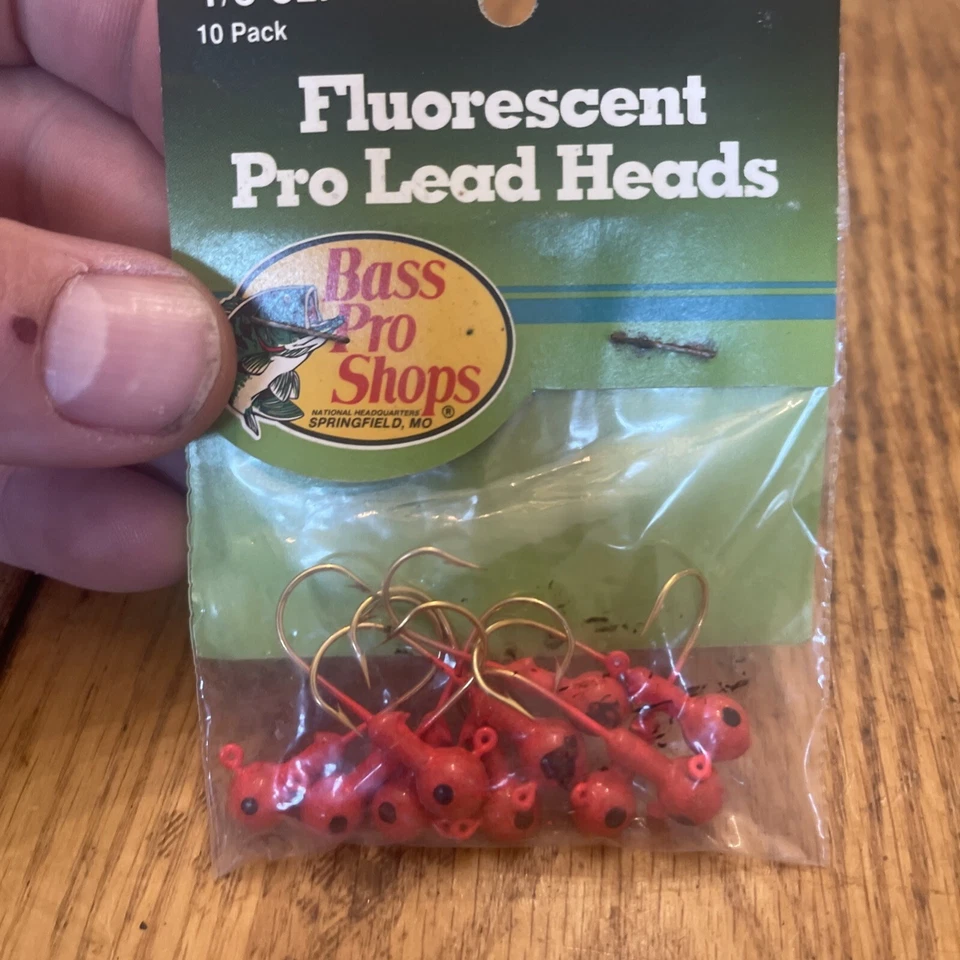 Cabezales de plantilla fluorescentes Bass Pro Shops 1/8 OZ 10/bolsa rosa fluorescente Nuevo de Lote Antiguo Foto 2 de 4