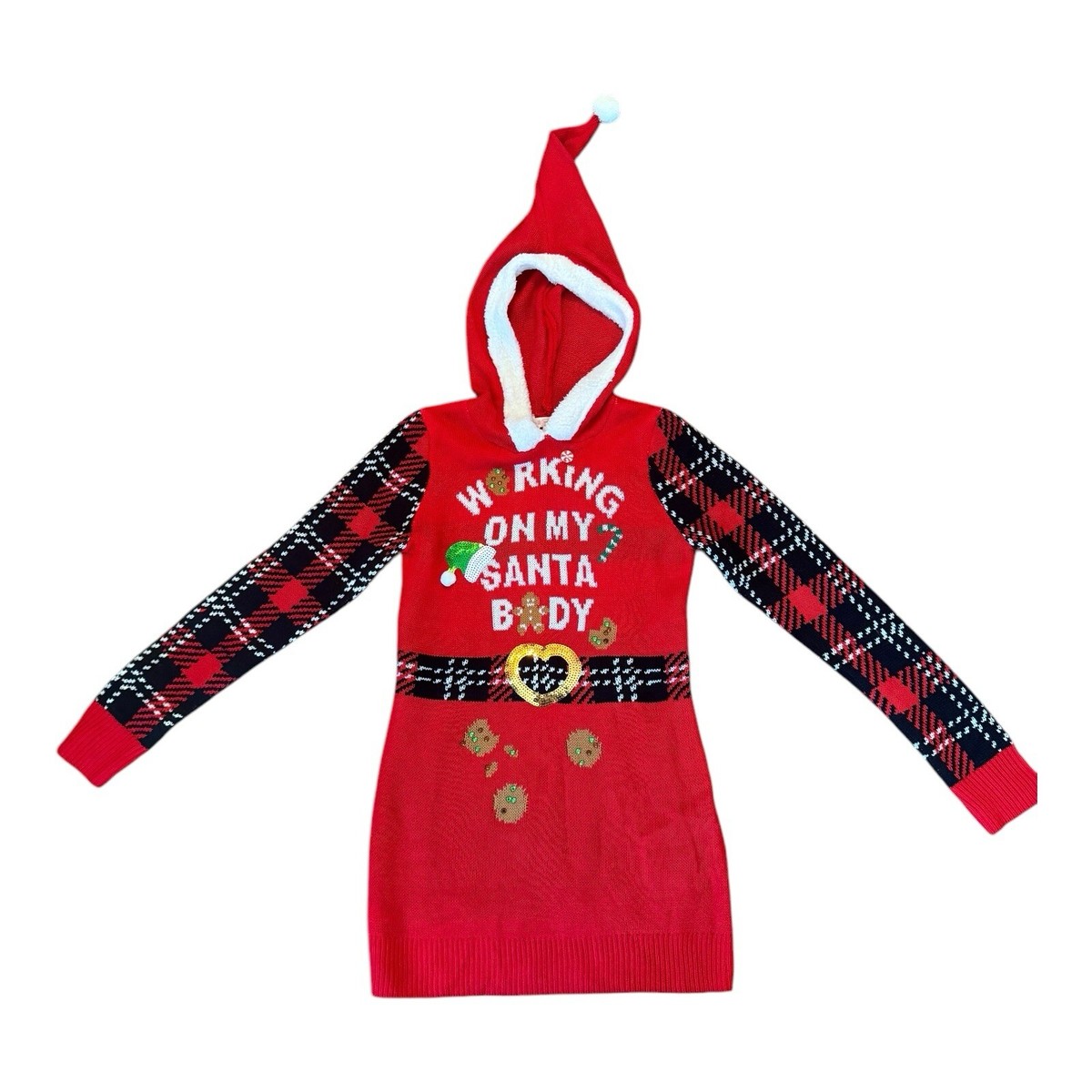 christmas sweater dress juniors Womens Christmas Elf Sweater Dress Juniors Large No Boundaries NEW
