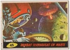 MARTE ATACA MARS ATTACK ARGENTINA SPANISH #45 1966 GUM CARD ALIEN UFO STANI