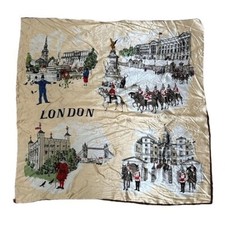 London England Landmarks Scarf 100 Acetate Satin Made in Italy 30x30 Vintage