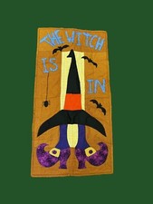 Handcrafted Halloween Novelty Quilted Wall Hanger The Witch Is In Artist Signed