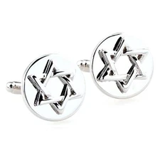 Star of David Cufflinks Dad Groom Wedding Fancy Gift Box & Polishing Cloth