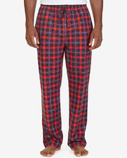 40 Nautica Men'S Pajama Pj Fleece Lounge Pant Red Blue Plaid Sleepwear Size L