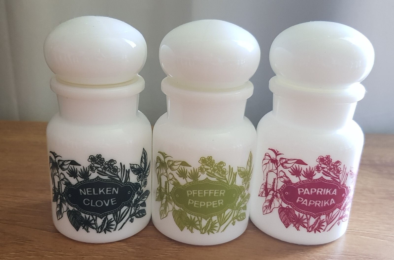 Vintage Belgium Spice Jars Milk Glass X6 eBay