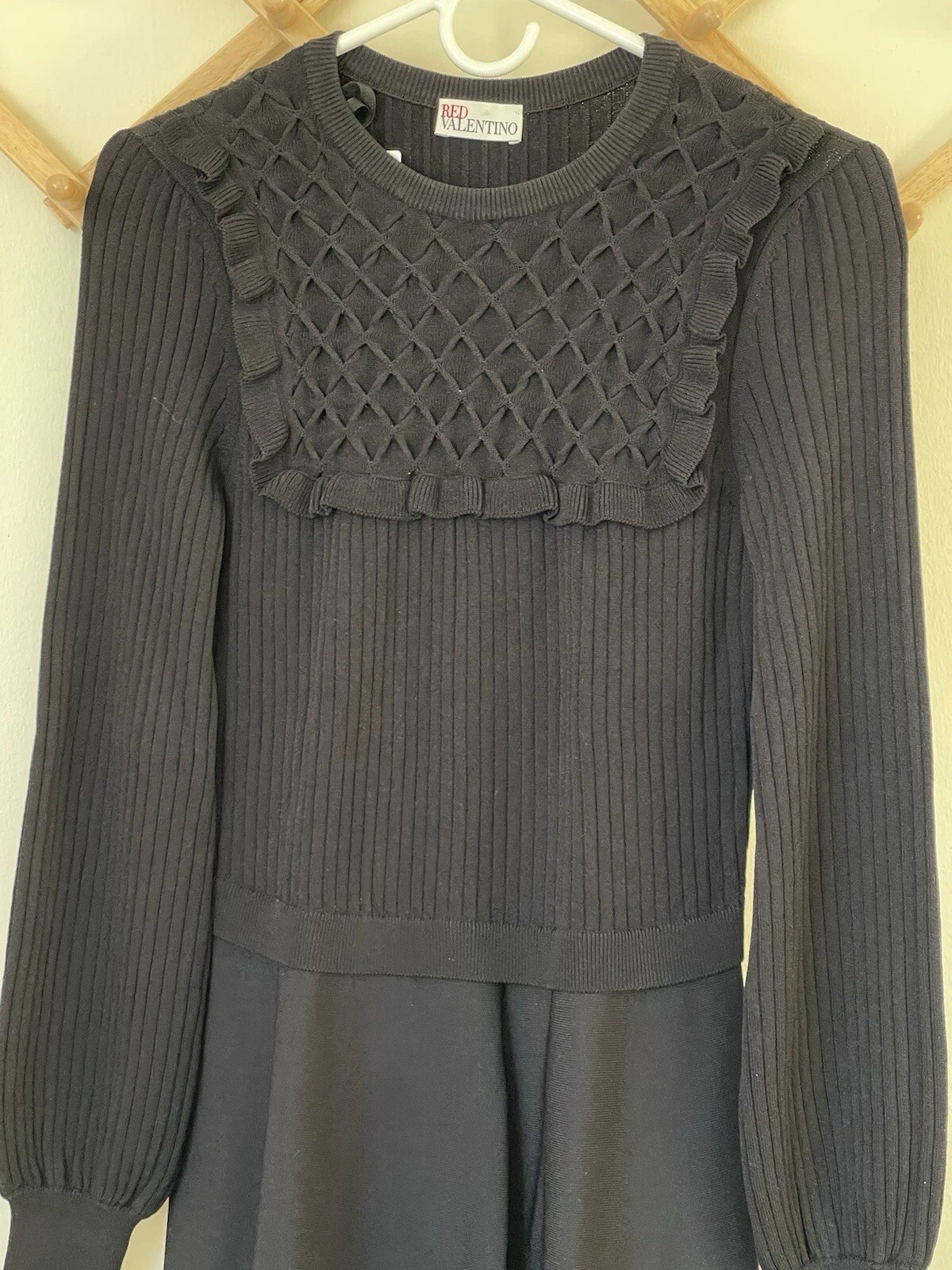 Abito rosso Valentino in maglia a costine nero taglia M