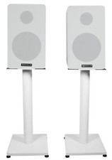 Pair Rockville RockShelf 58W White 5.25" Home Bookshelf Speakers w/21" Stands
