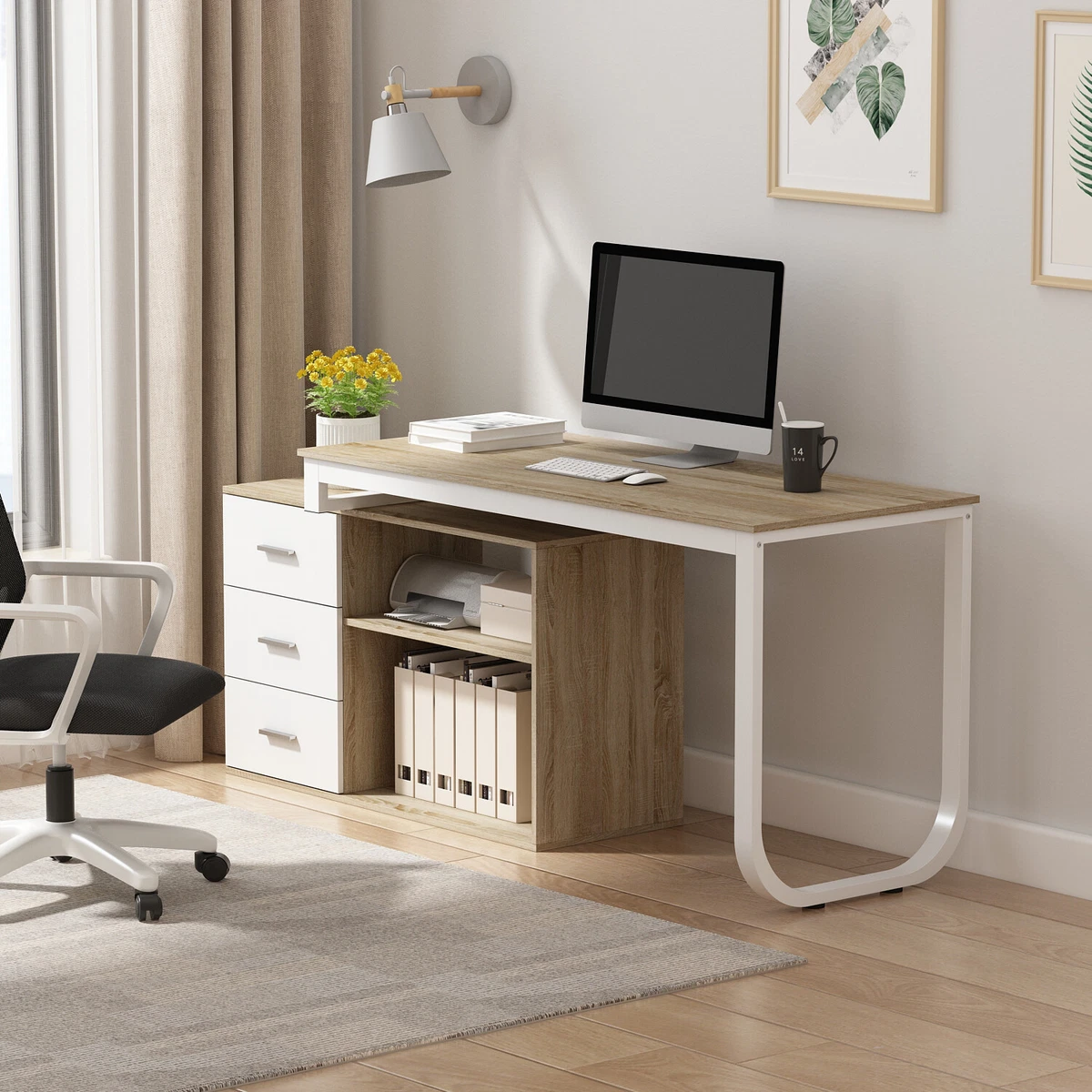 Walnut corner 2024 desk with drawers