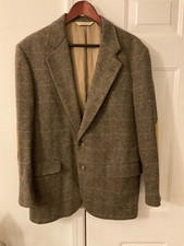 Vtg. EVAN PICONE Mens Wool Tweed Brown Sport Coat Jacket w/ Suede Elbow Patches