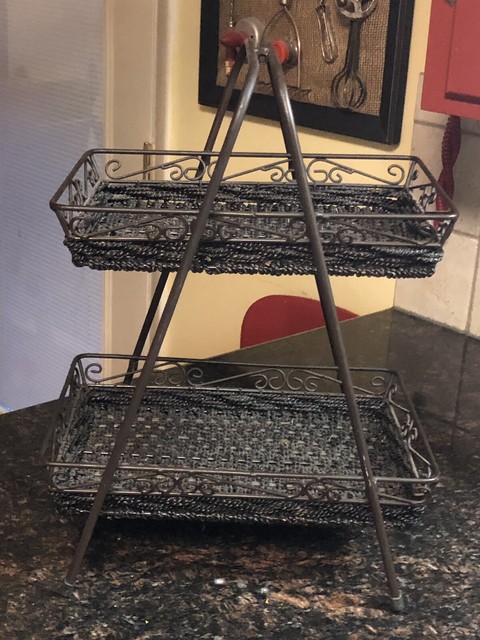 Halloween Decorative Black Wire Spider 2 Tier Rack 14 X 10 For