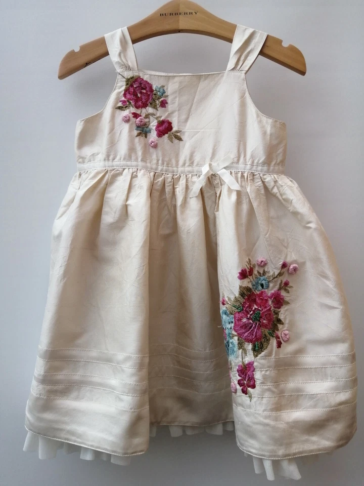 MONSOON Cream 100% Silk Floral Embroidered Special Occasion Party Wedding Dress  - Image 3 of 4
