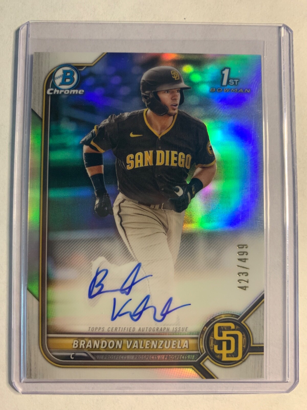 2022 Bowman Chrome Brandon Valenzuela 1st Bowman RC Auto Refractor /499 Padres