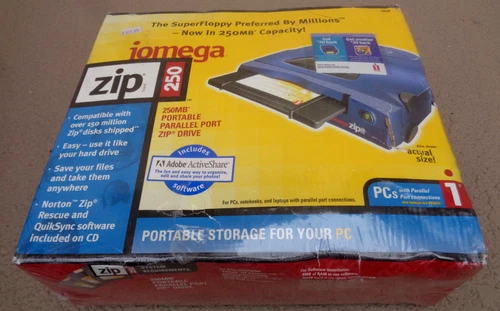 IOMEGA ZIP250 EXTERNAL PARALLEL ZIPDRIVE Z250USBPCM BRAND NEW SEALED NOS