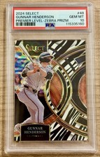 2024 Select Gunnar Henderson Premier Level Zebra Prizm PSA 10 GEM MINT POP 1