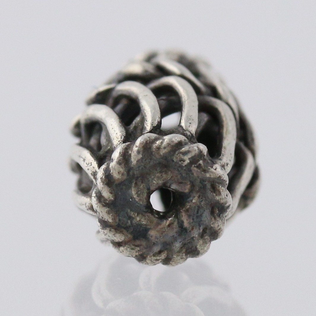 2 Silver Bead Charms - Barrel Wave 925 Sterling Silver Jewelry Making Crafting