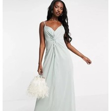 Asos Design Sage Green Maxi Formal Bridesmaid Dress Size 12
