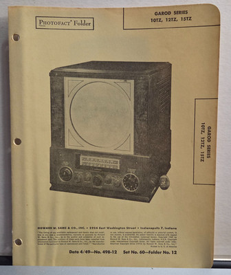 SAMS TELEVISION SERVICE MANUAL 60-12 GAROD SERIES 10TZ 12TZ 15TZ