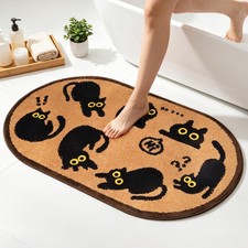 Black Cat Rug, Cute Bathroom Rugs Non-Slip Bath Mat for Floor Tub Shower, S
