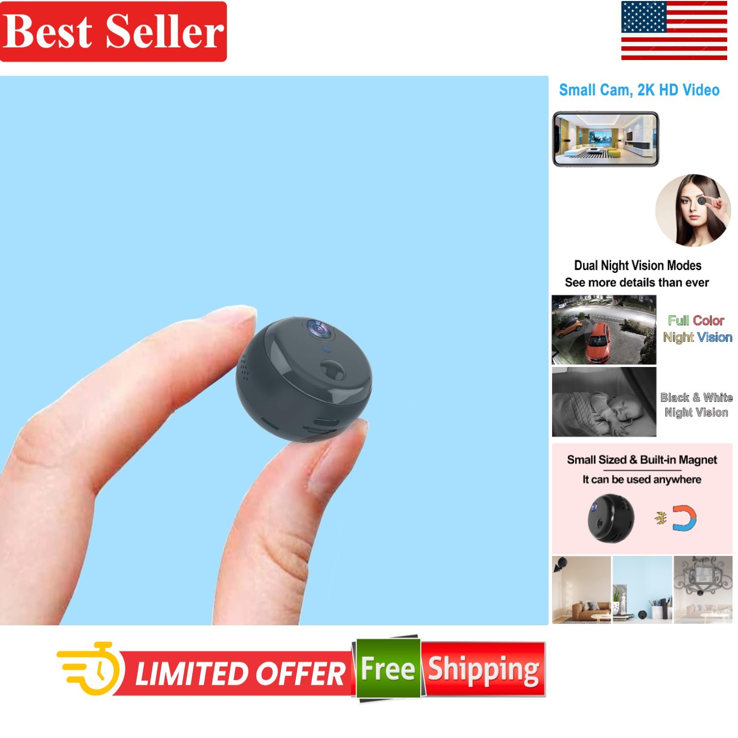 Portable Security Camera - 2-Way Audio & 100-Day Battery for Home Protection
