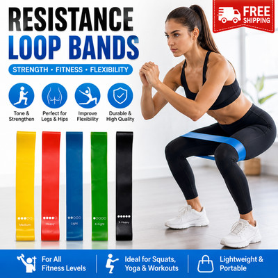 5Pac Resistance Bands Yoga Fitness Exercise Stretch Loop Band for Squat Training