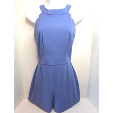 BCX Blue Scalloped Neck Sleeveless Romper Jumpsuit Junior Size 1