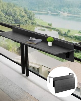 Balcony Hanging Table, 12 x 48 in Folding Balcony Railing Table, Outdoor Balcony