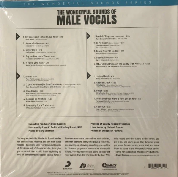 Various Artists - The Wonderful Sounds Of Male V.(200g Vinyl 2LP), Analogue Prod - Image 2 of 2