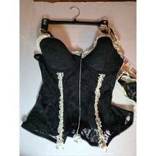 Black Ivory Lace Bustier Corset 38 D Underwear Set Size 7