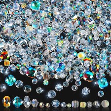 636Pcs Glass Beads for Jewelry Making, Assorted Crystal Beads with Loose Beads f