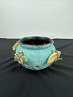 Vtg. Native American Zuni Fetish Pot Crushed Turquoise Encrusted Bowl W/4 Animal — photo 2
