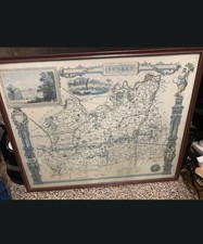 Vintage Map Of Surrey Thomas Moule Framed 21x17 inches