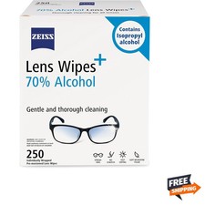 Pre-Moistened Lens Cleaning Wipes with 70 Alcohol, 250 Count