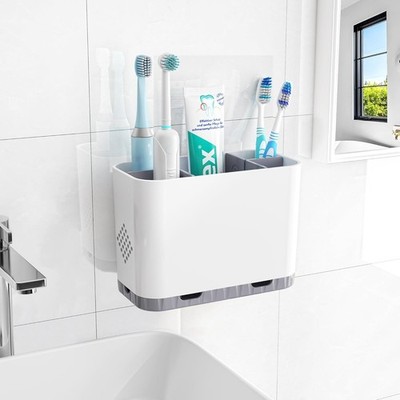 Wall Mount Toothbrush Holder Bathroom Organizer Storage Rack Electric Stand