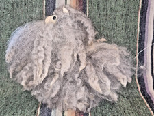 Vintage Peruvian Stuffed Llama Alpaca Figurine Real Wool about 10 in tall gray