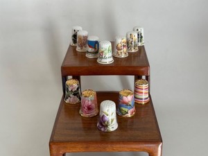Collectors 12 Vintage Porcelain Thimbles. Gimbel & Sons, Sanford, etc,England