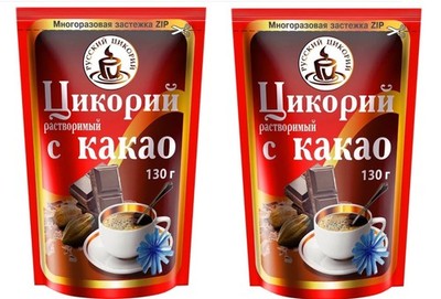 2 x Chicory Instant Powder with Cacao 130 g (Zip)   Natural Coffee Substitute