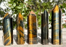 Wholesale Lot 1 Lb Natural Blue Tiger Eye Obelisk Tower Point Crystal