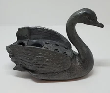 Vintage Petite Choses Metal Swan Candle Holder Flower Frog