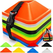 Tlence 48 Pack Soccer Cones for Training, Flexible Agility Disc Cones with Ca...