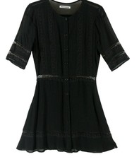NEW, REFORMATION Black Lace Up Button Dress - Size 8 #MD1366